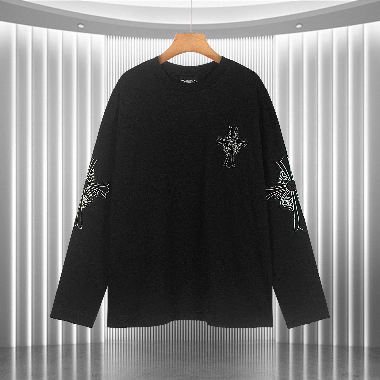 Crowâ¤ï¸CH2025 Long-Sleeve Patchwork T-Shirt for Fall/Winter