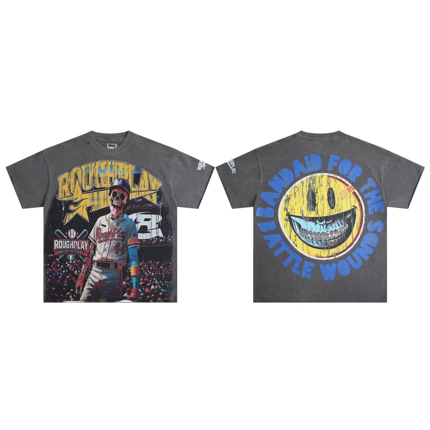 RoughPlay Champion T-Shirt - Gray Skeleton Graphic Tee