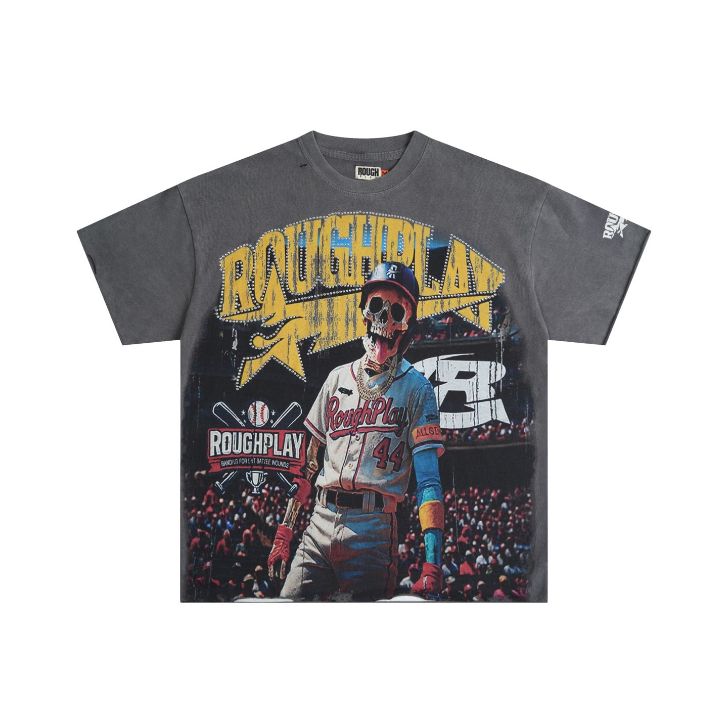 RoughPlay Champion T-Shirt - Gray Skeleton Graphic Tee