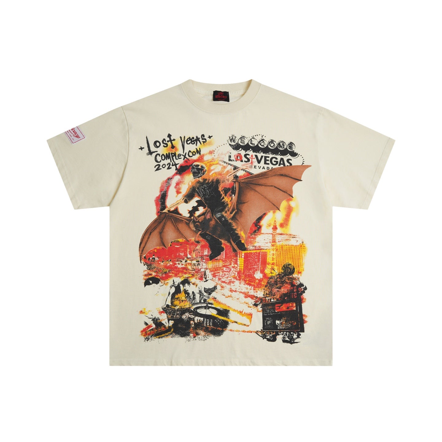 Lost Intricacy Batwing T-Shirt - Street Fashion in Bone