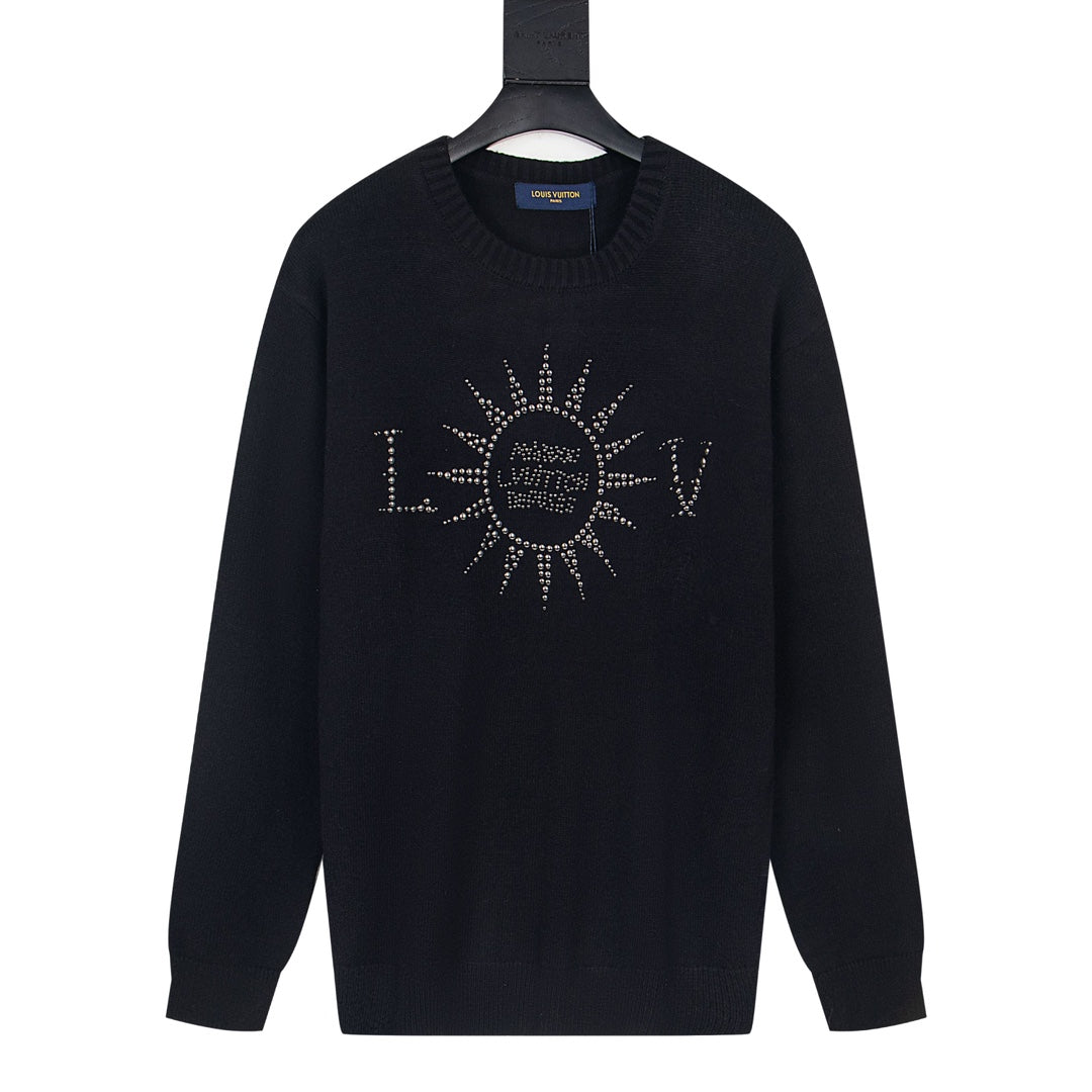 Louis Vuitton Intarsia Crew Neck Sweater with Rivet Logo