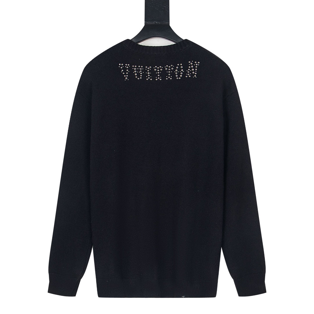 Louis Vuitton Intarsia Crew Neck Sweater with Rivet Logo
