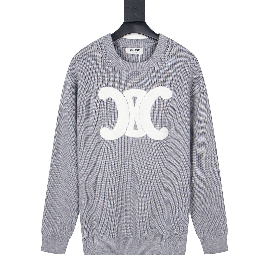 Premium Embroidered Celine Arc de Triomphe Towel Neck Sweater