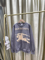 Burberry War Horse Jacquard Round Neck Sweater - Black Gray