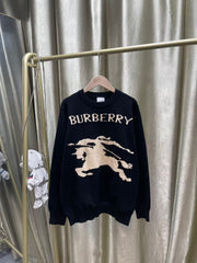 ** Burberry Jacquard Round Neck Sweater - Luxury Wool Blend for Men & Women

**