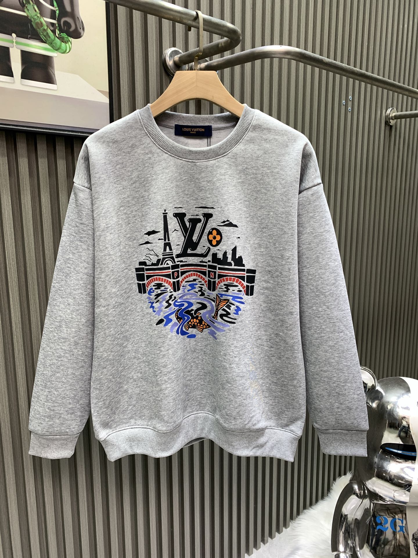 Louis Vuitton Unisex Printed Cotton Pullover Sweatshirt