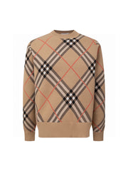 Classic Wool Blend Plaid Crew Neck Sweater for Men and Women