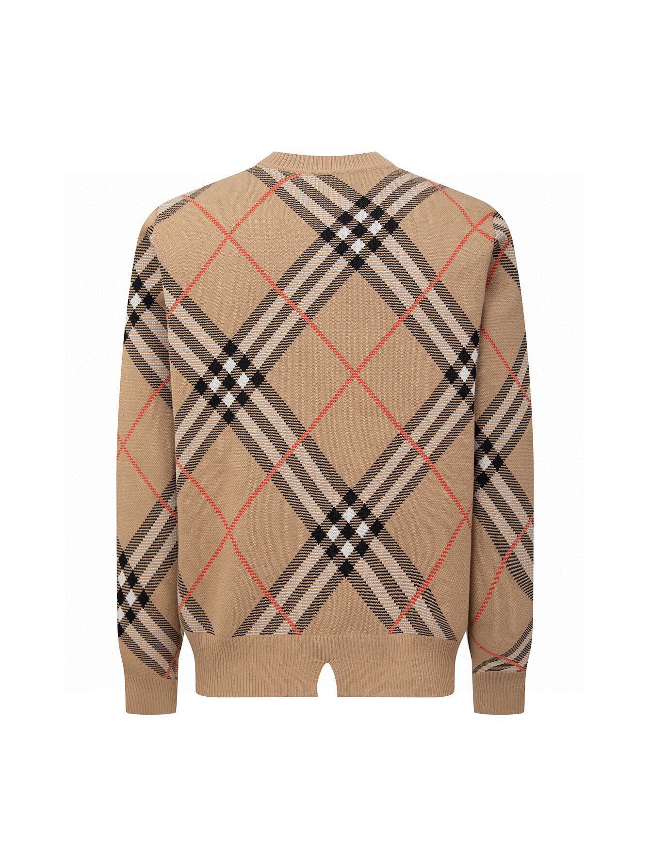 Classic Wool Blend Plaid Crew Neck Sweater for Men and Women