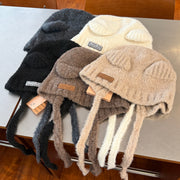 Miu Miu Cute Bear Lanyard Knitted Hat â€“ Soft Ear Protection