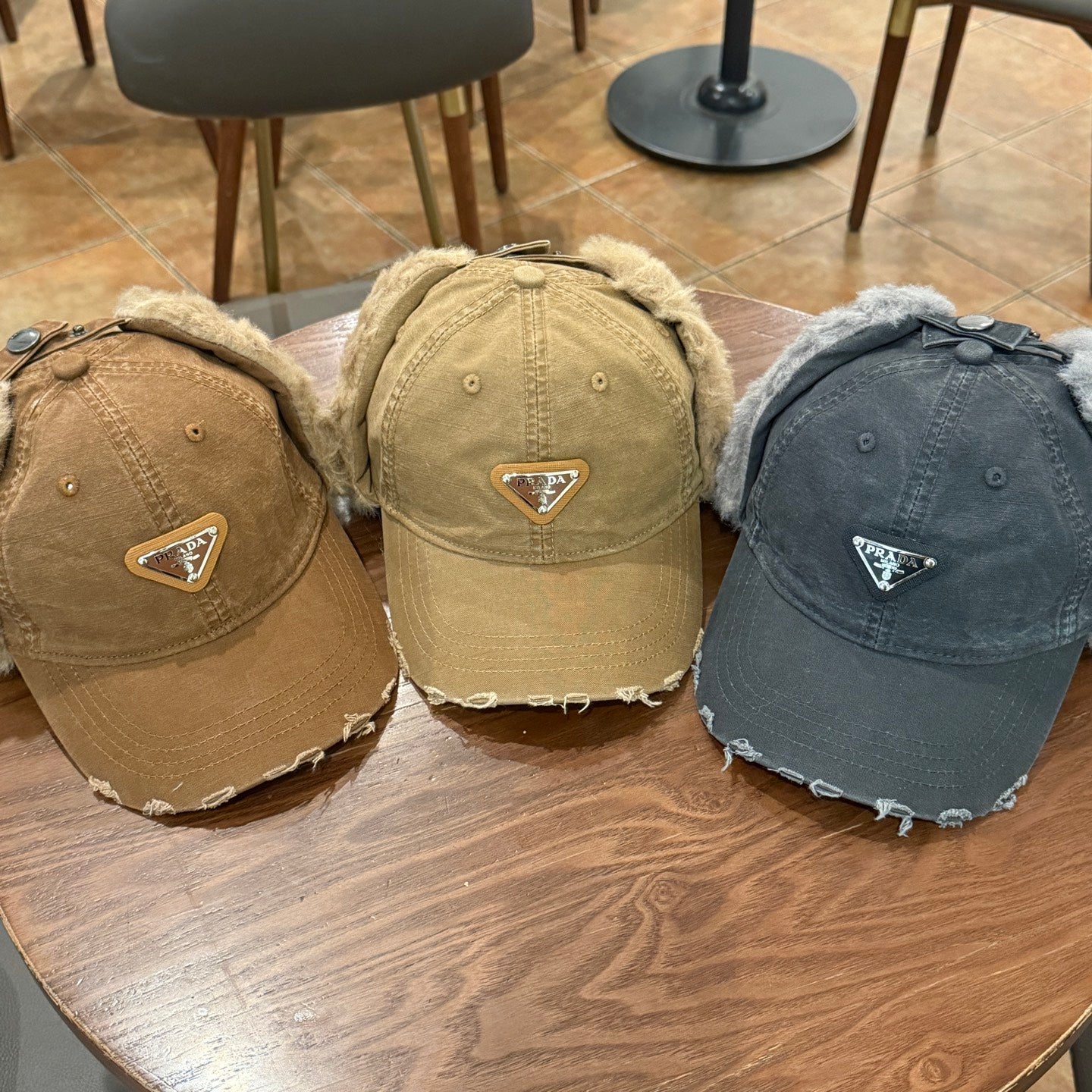 Prada Retro Distressed Ear Guards Lei Feng Cap