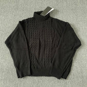 Elegant High Collar Knitted Sweater - 100% Pure Wool