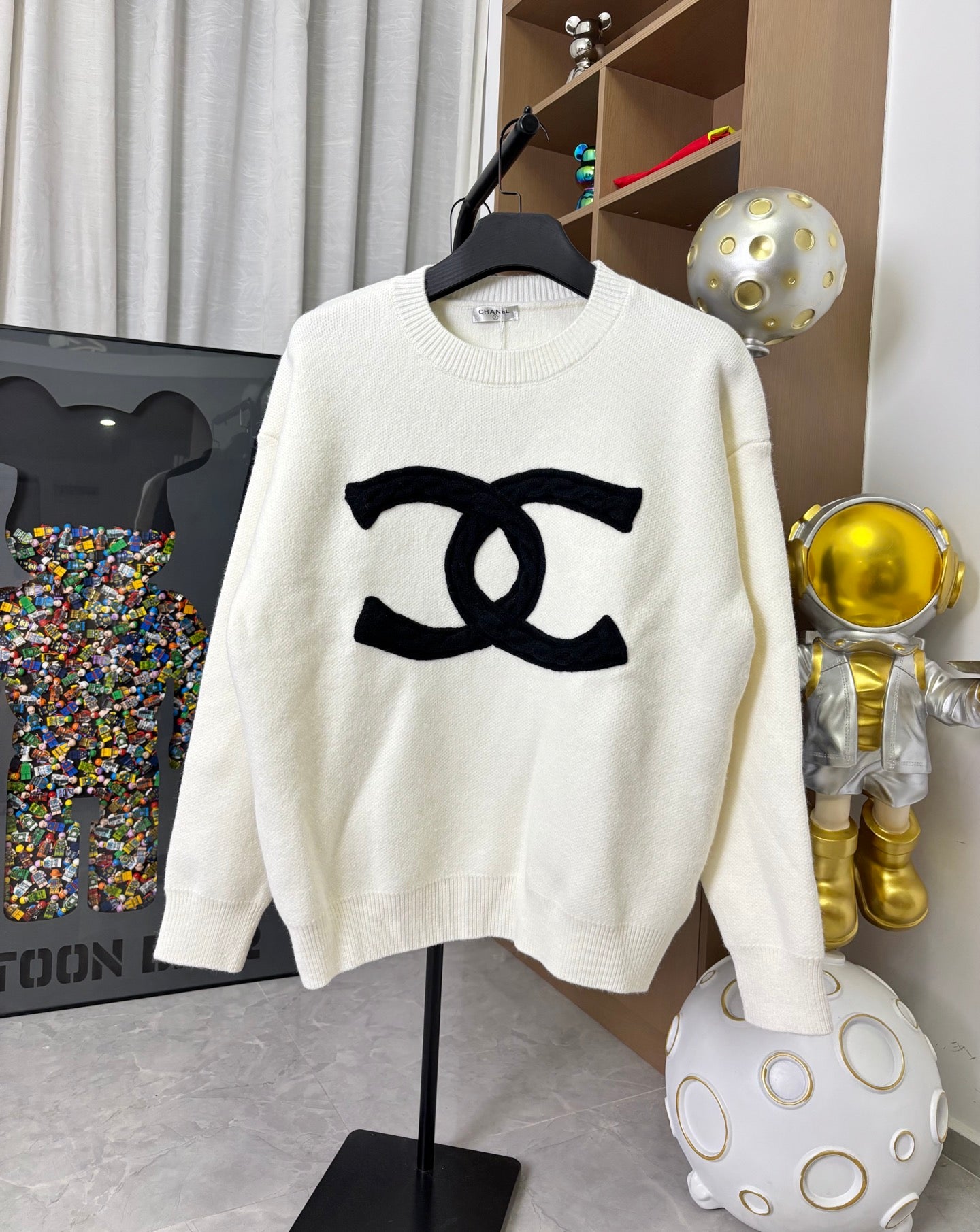 Chanel Classic Logo Round Neck Knit Sweater
