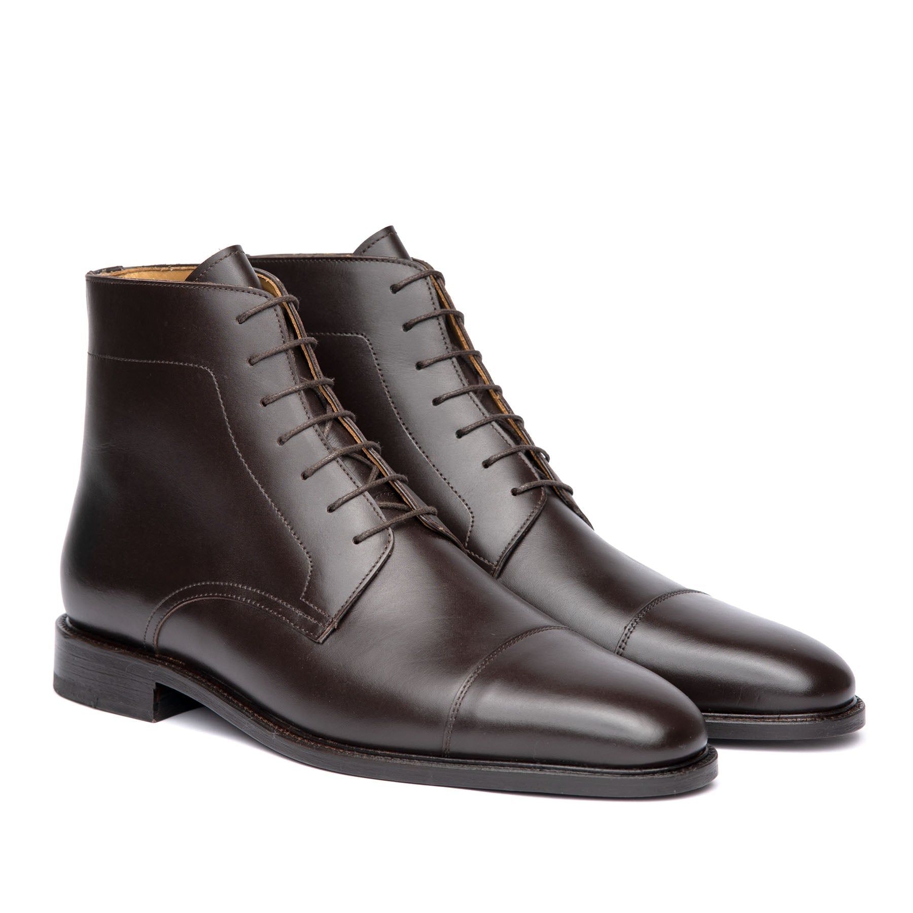 Mens brown lace up boots featuring full grain leather  and welted construction for all occasions especially weddings and the office.