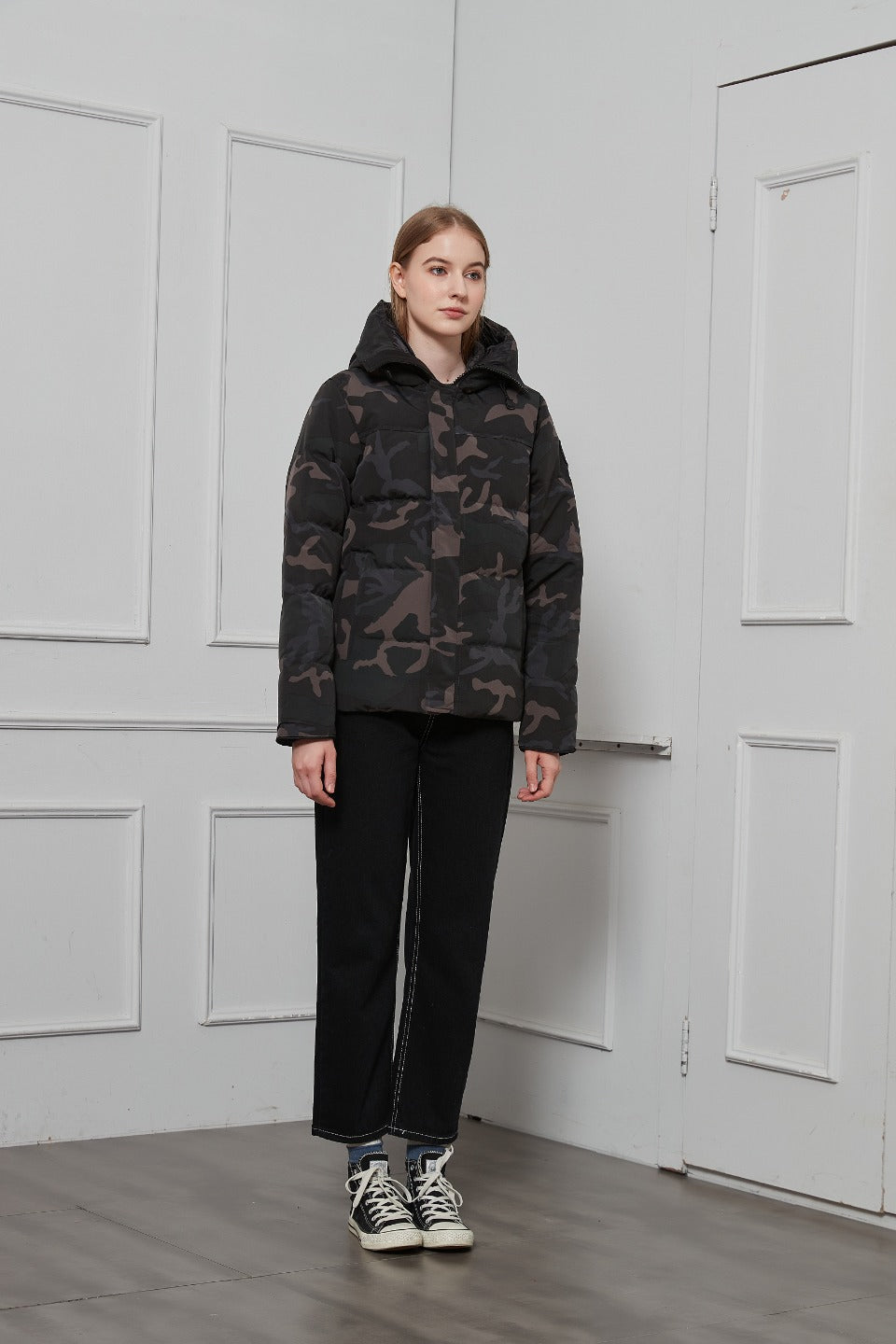 Unisex Canada Goose Style Cold-Resistant Down Jacket with Detachable Fur Collar