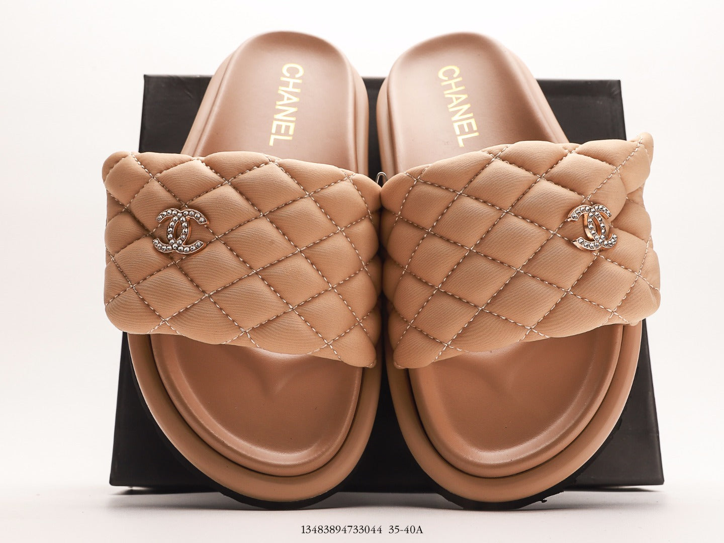 Chanel Logo Sandals - Luxury Pebbled Sheepskin Slippers