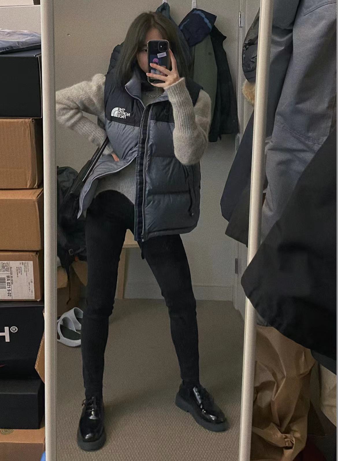 1996 Classic Gray Down Vest for Stylish Warmth