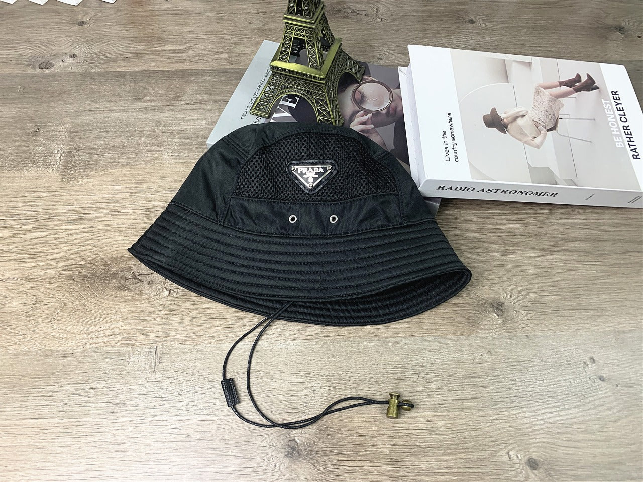 Unisex PRADA Black Fisherman Hat - Casual Outdoor Sun Hat