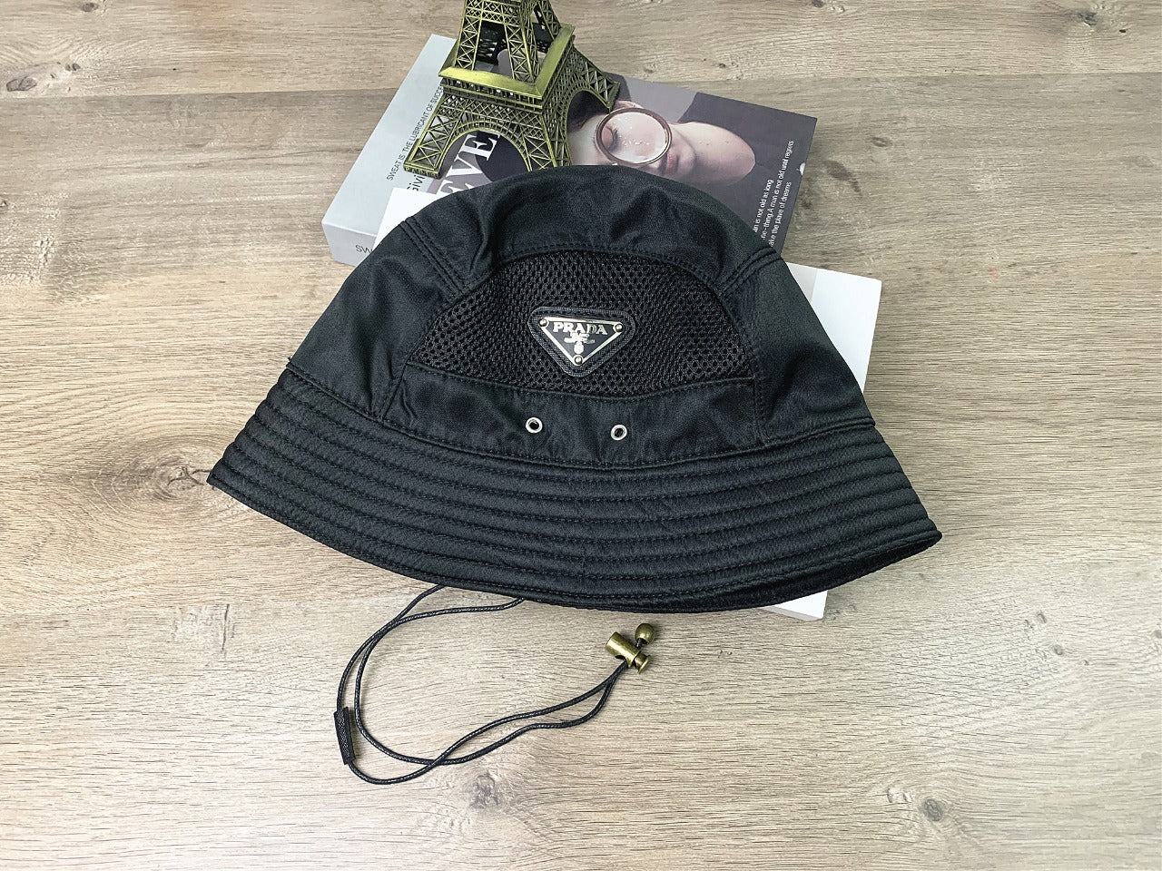 Unisex PRADA Black Fisherman Hat - Casual Outdoor Sun Hat