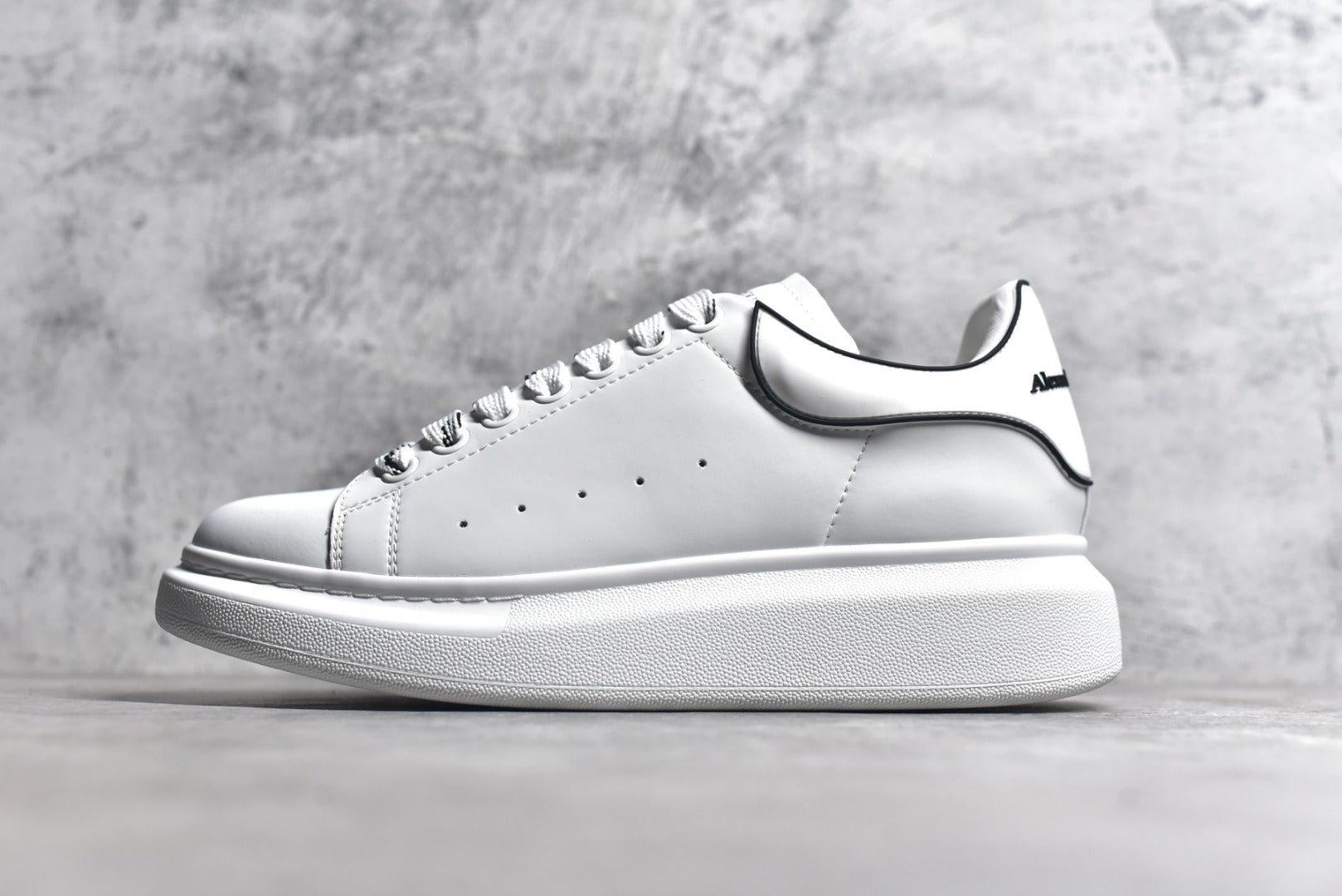 Alexander McQueen White Lace-Up Sneakers with Heel Detail