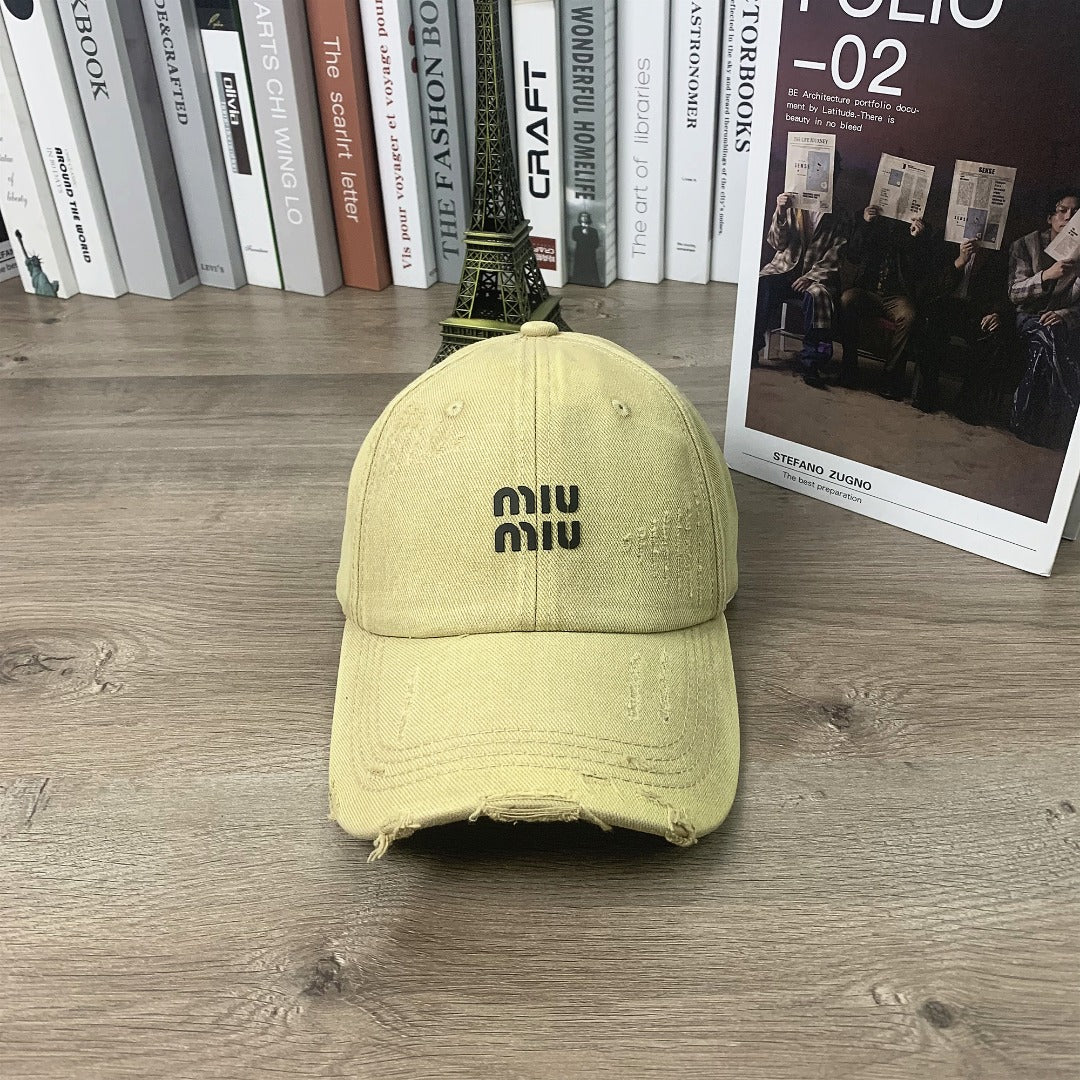 Unisex Miu Miu Printed Hole-Worn Baseball Cap