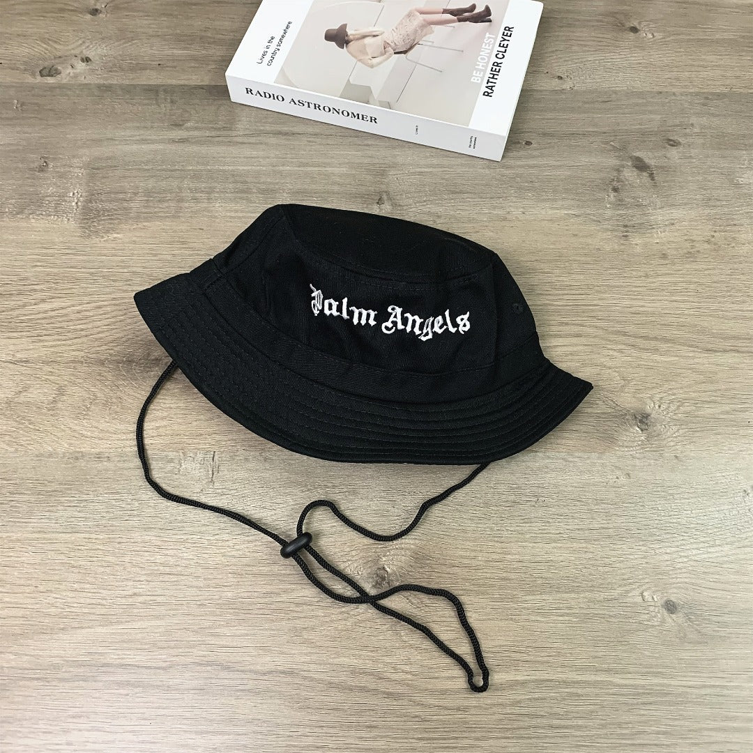 Unisex Palm Angels Black Fisherman Hat with Embroidered Palm Tree