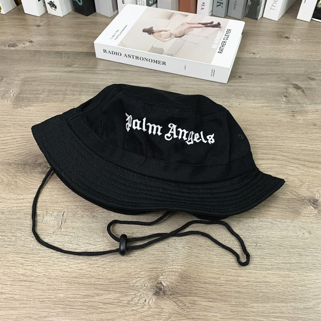 Unisex Palm Angels Black Fisherman Hat with Embroidered Palm Tree