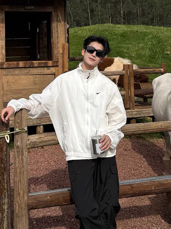 Nike Lightweight Hooded Windbreaker Jacket for Men & Women - Sun Protection, Couples Style