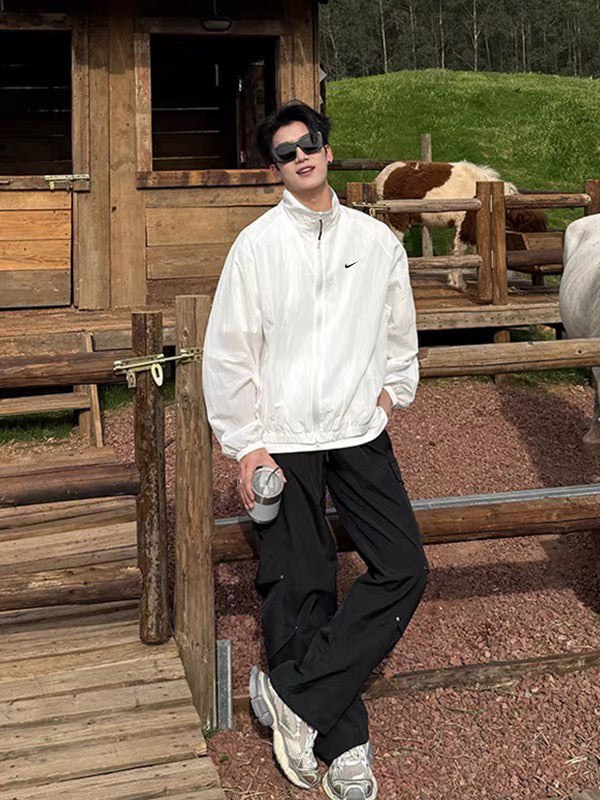 Nike Lightweight Hooded Windbreaker Jacket for Men & Women - Sun Protection, Couples Style