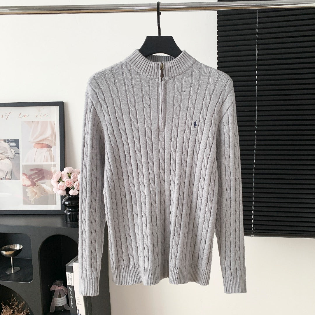 Ralph Lauren Embroidered Knitted Sweater - Classic Black Gray