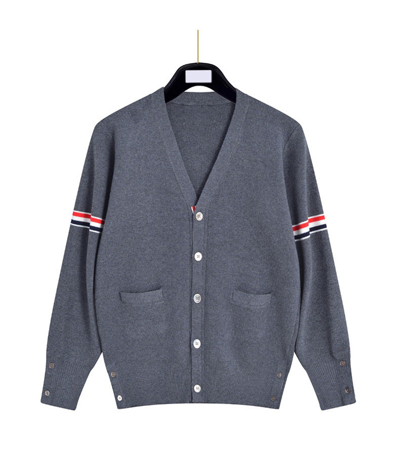 Thom Browne Unisex TB Double-Sleeved Striped Wool Cardigan