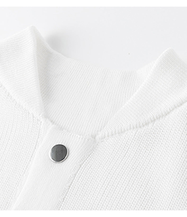 Thom Browne Unisex Stand Collar Wool Cardigan - Modern Tailoring