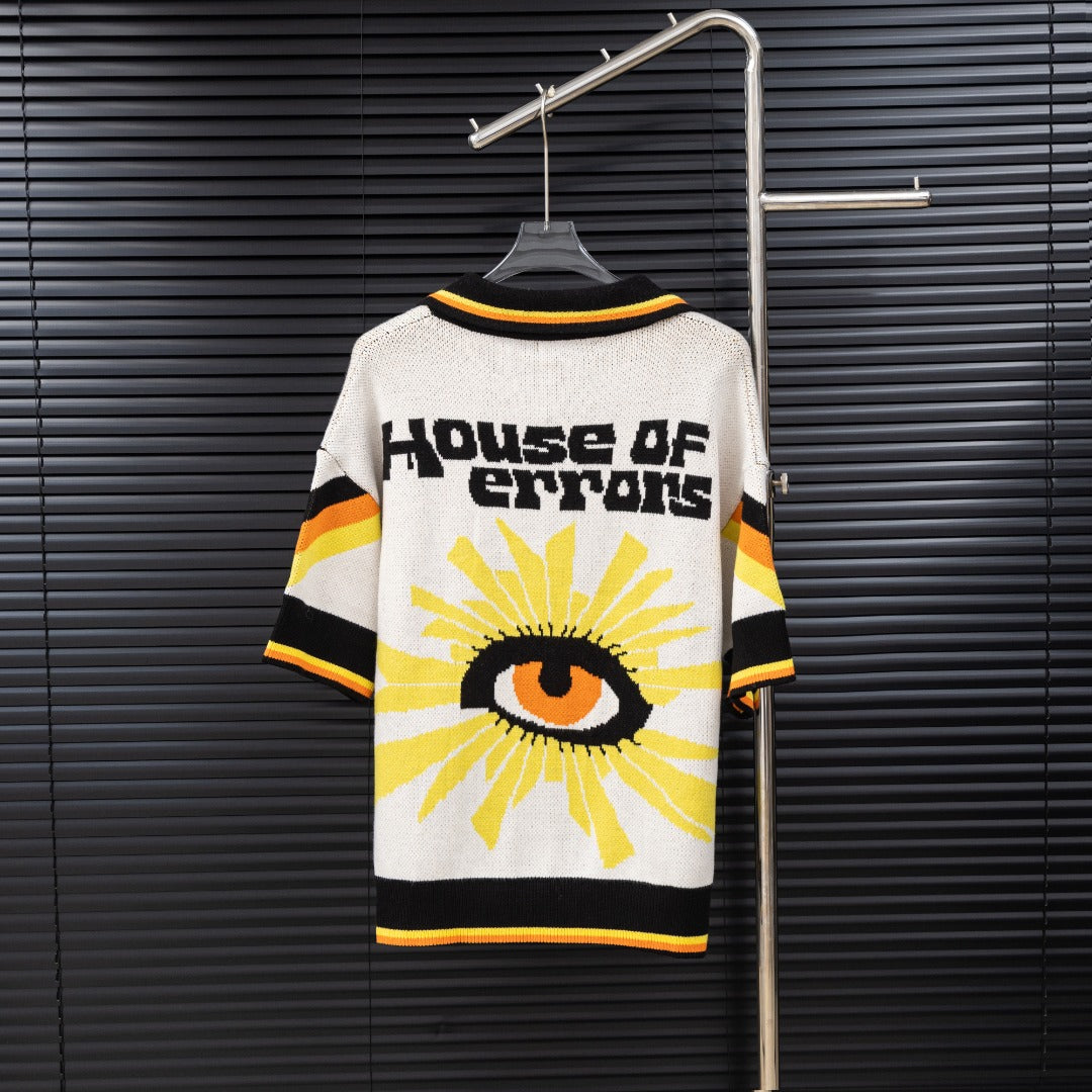 Unisex HOUSE OF ERRORS Eyeball-Themed Knitted Polo Sweater