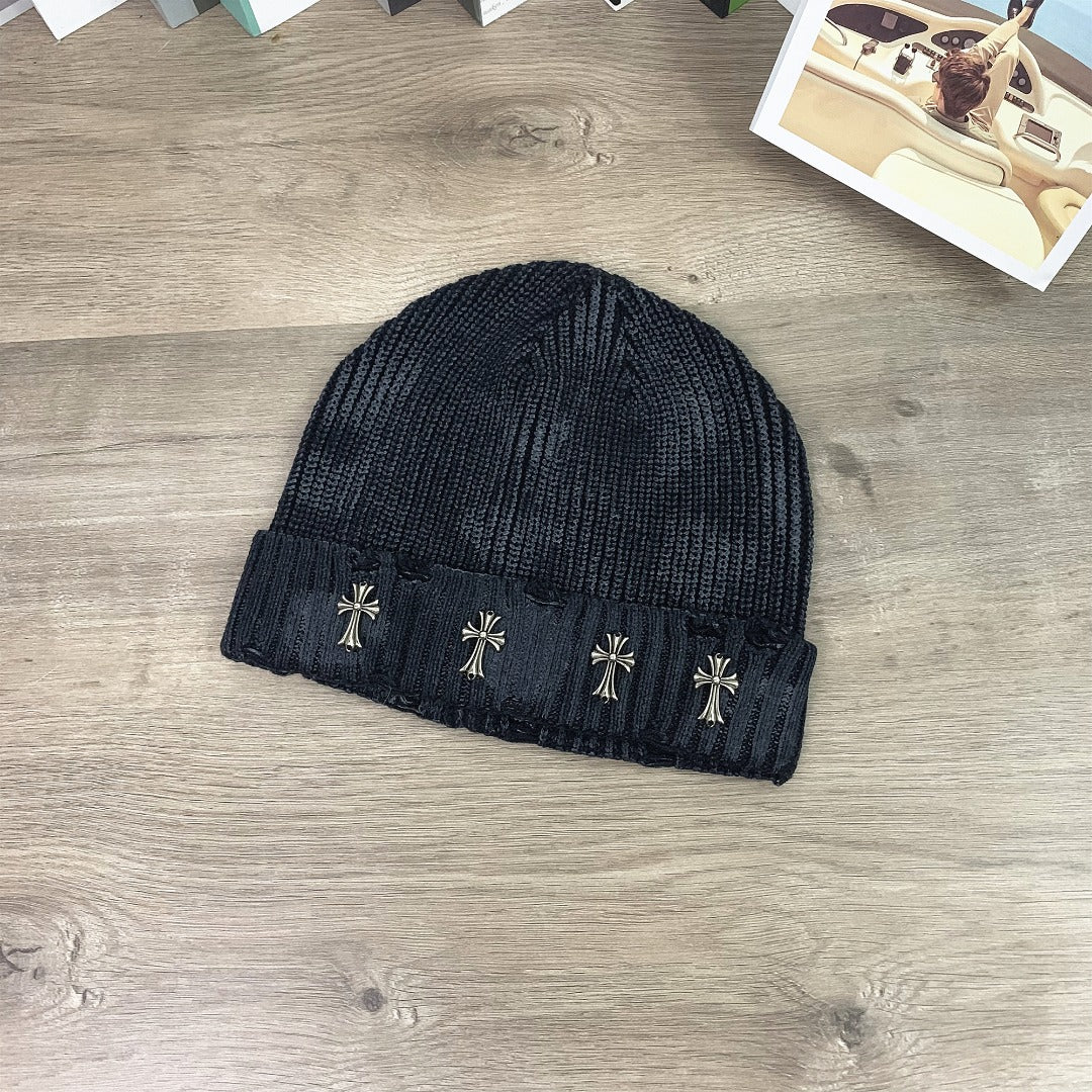 Versatile Thin Knitted Cold Hat - Unisex Distressed Style