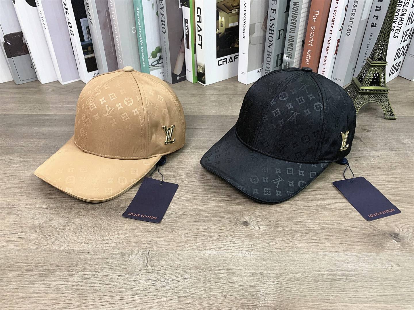 Unisex Classic Adjustable Baseball Cap - Black & Khaki