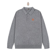 Hermes SS Casual Polo Lapel Wool Sweater for Men