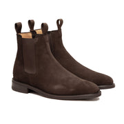 Brown suede chelsea boots featuring blake rapid stitched with double pull tug for everyday wear